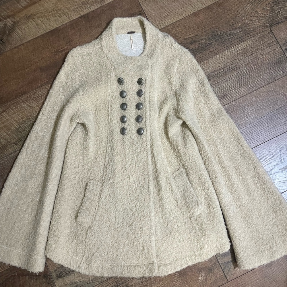 Free People Cream Textured Jacket